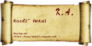 Kozó Antal névjegykártya